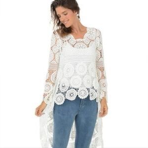 Via Ritina Cotton Crotchet High Low Top or Beach Coverup